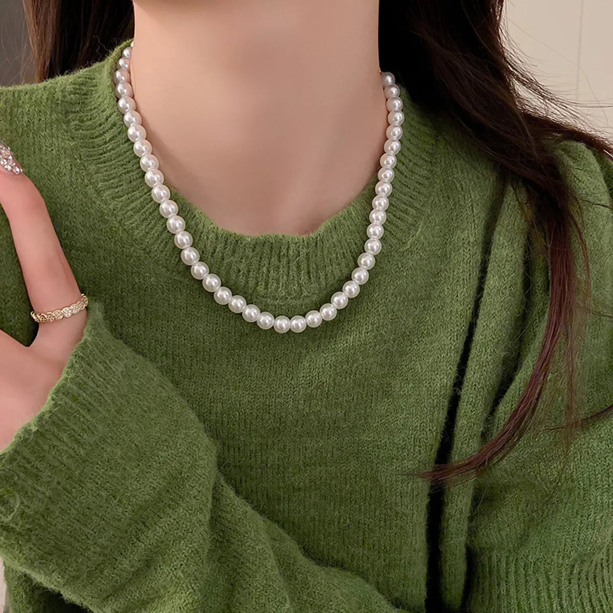 French Style Round Pearl Plating Women'S Necklace