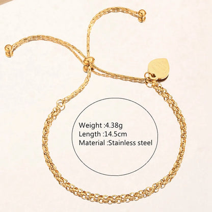 French Style Simple Style Classic Style Heart Shape 304 Stainless Steel 18K Gold Plated Bracelets In Bulk