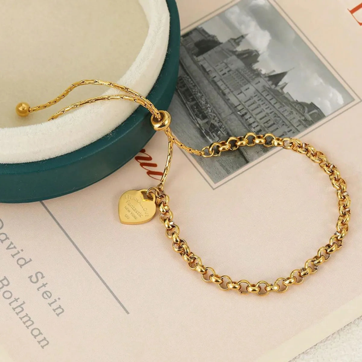 French Style Simple Style Classic Style Heart Shape 304 Stainless Steel 18K Gold Plated Bracelets In Bulk