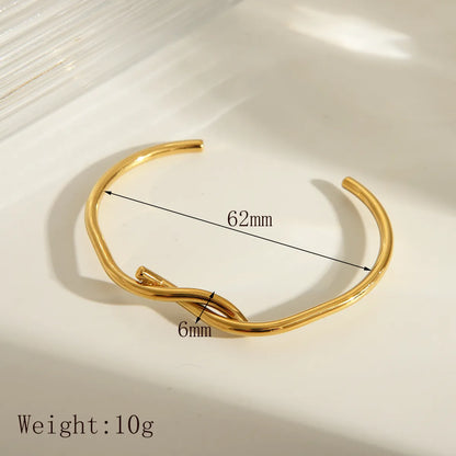 French Style Simple Style Classic Style Solid Color 304 Stainless Steel 14K Gold Plated Bangle In Bulk