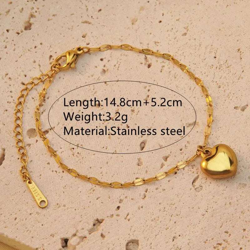 French Style Simple Style Commute Heart Shape 304 Stainless Steel 18K Gold Plated Bracelets In Bulk