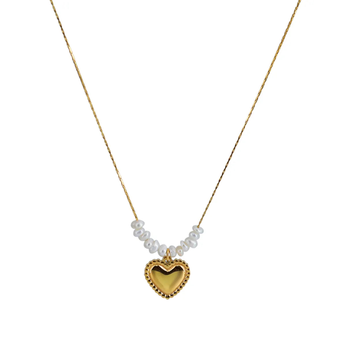 French Style Simple Style Heart Shape 304 Stainless Steel Freshwater Pearl Pearl 18K Gold Plated Women'S Pendant Necklace