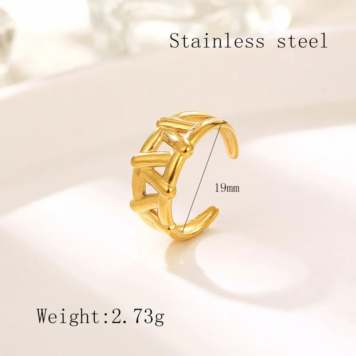 French Style Simple Style Irregular Lattice Heart Shape Stainless Steel Plating Hollow Out 18k Gold Plated Rings