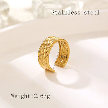 French Style Simple Style Irregular Lattice Heart Shape Stainless Steel Plating Hollow Out 18k Gold Plated Rings