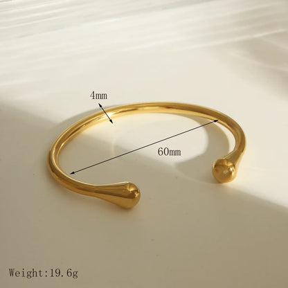 French Style Simple Style Solid Color 304 Stainless Steel 14K Gold Plated Bangle In Bulk