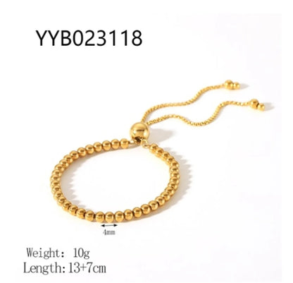 French Style Solid Color 201 Stainless Steel 304 Stainless Steel 18K Gold Plated Bracelets In Bulk