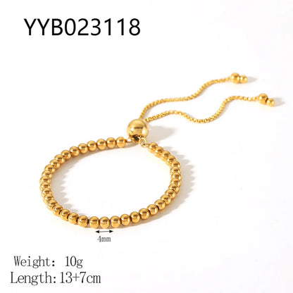 French Style Solid Color 201 Stainless Steel 304 Stainless Steel 18K Gold Plated Bracelets In Bulk