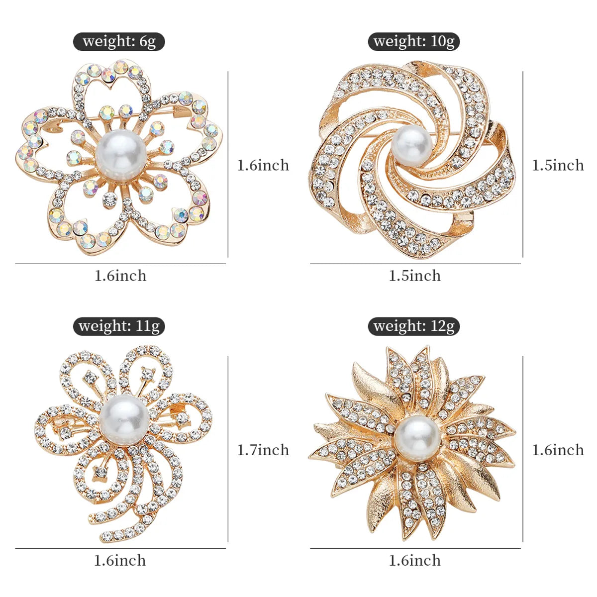 French Style Sweet Classic Style Flower Alloy Plating Hollow Out Inlay Artificial Rhinestones Artificial Pearls Artificial Diamond Women'S Corsage Brooches Collar Pin