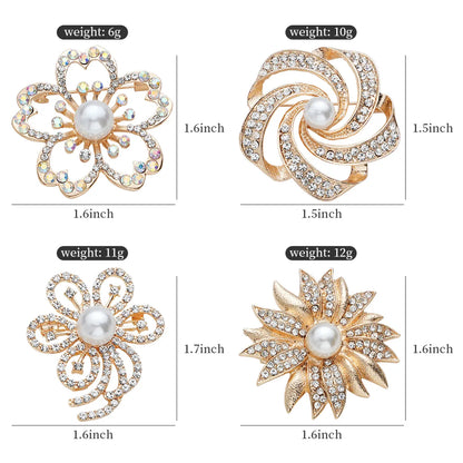 French Style Sweet Classic Style Flower Alloy Plating Hollow Out Inlay Artificial Rhinestones Artificial Pearls Artificial Diamond Women'S Corsage Brooches Collar Pin