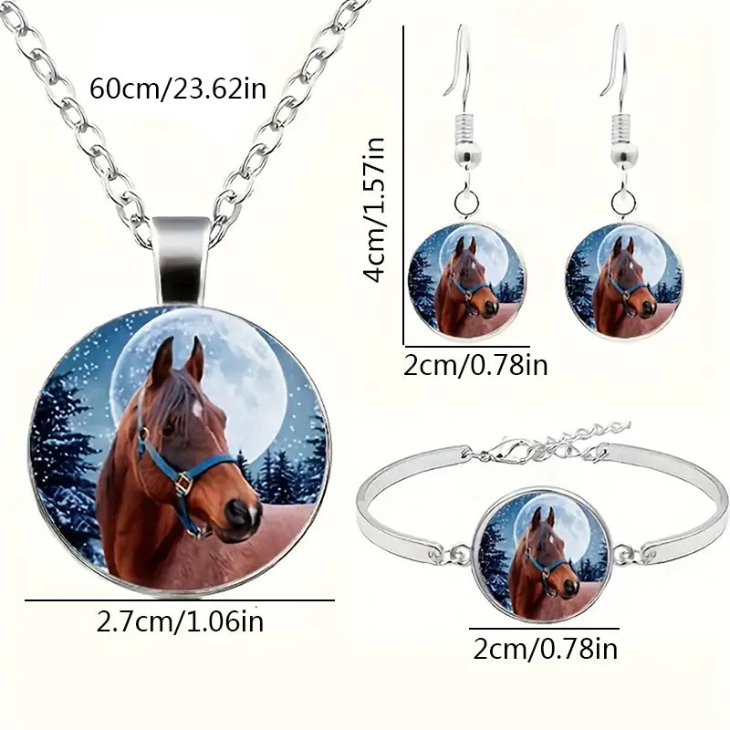 French Style Tropical Commute Horse Silver Plated Glass Alloy Wholesale Jewelry Set