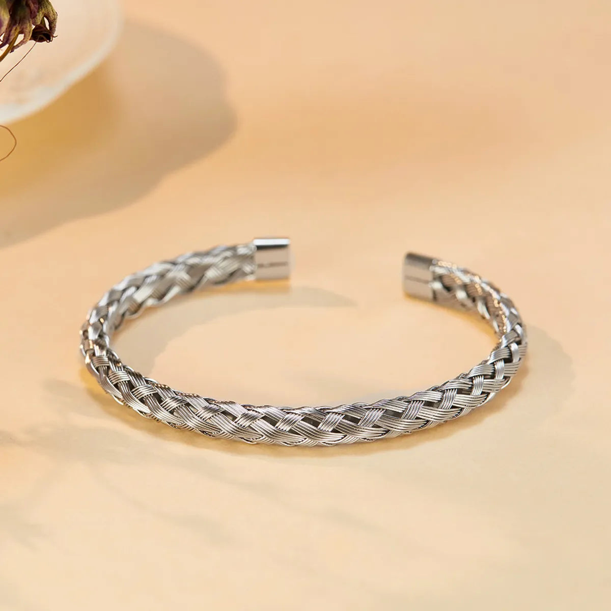 French Style Twist Stainless Steel Irregular Braid Cuff Bracelets