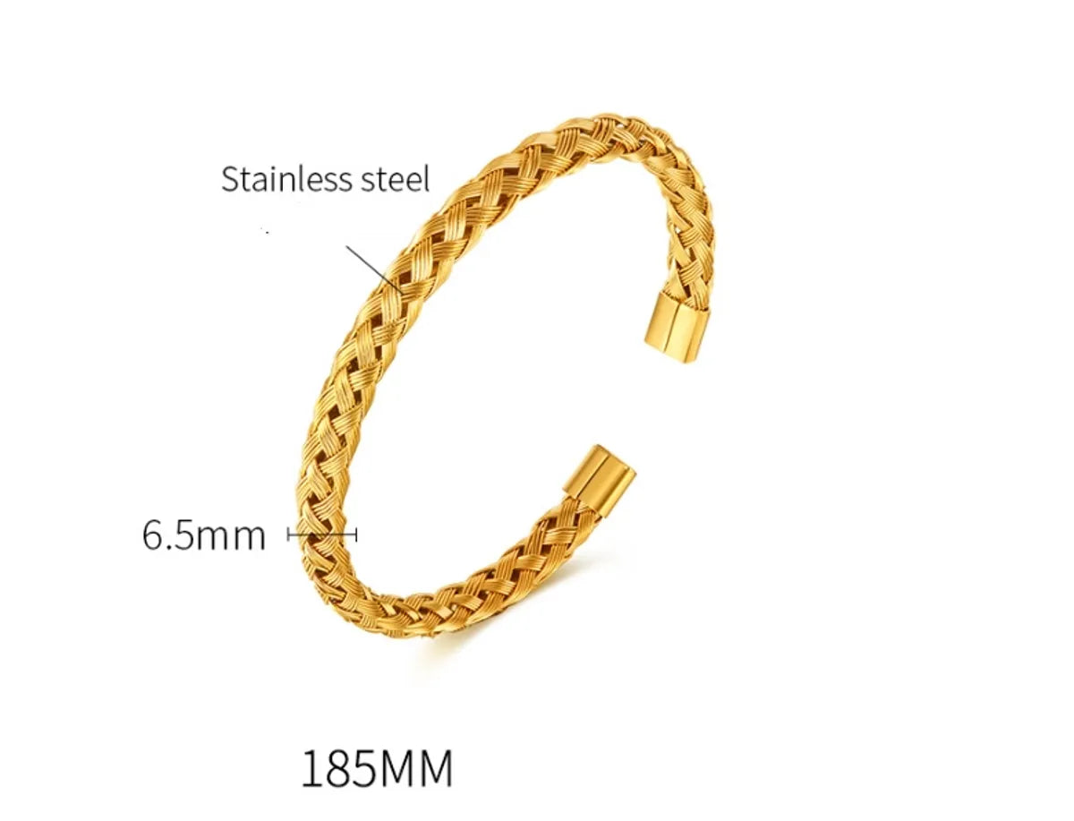 French Style Twist Stainless Steel Irregular Braid Cuff Bracelets