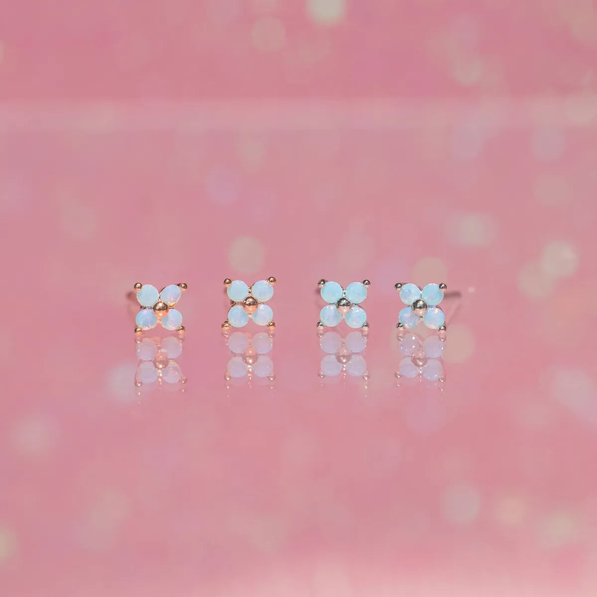 Fresh Cute Blue Flower Stud Earrings Copper Plated Real Gold Earrings 925 Pure Silver Ear Pin Jewelry Wholesale