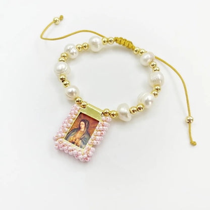 Freshwater Pearl Copper Portrait Square Bracelets