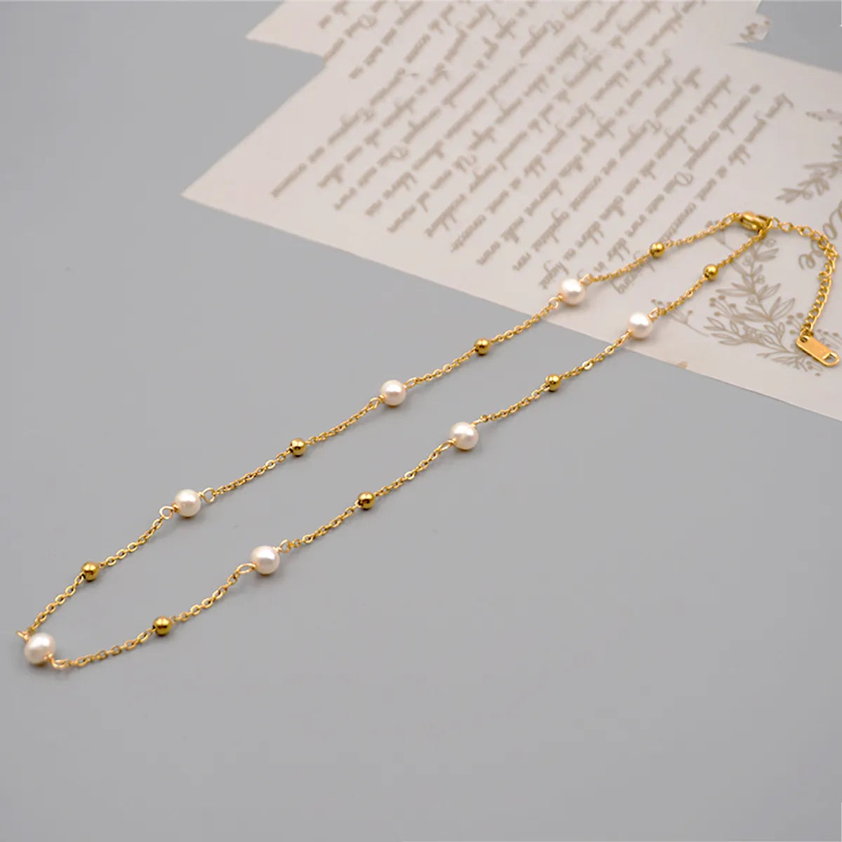 Freshwater Pearl Titanium Steel Simple Style Classic Style Round Beaded Plating Sweater Chain Long Necklace