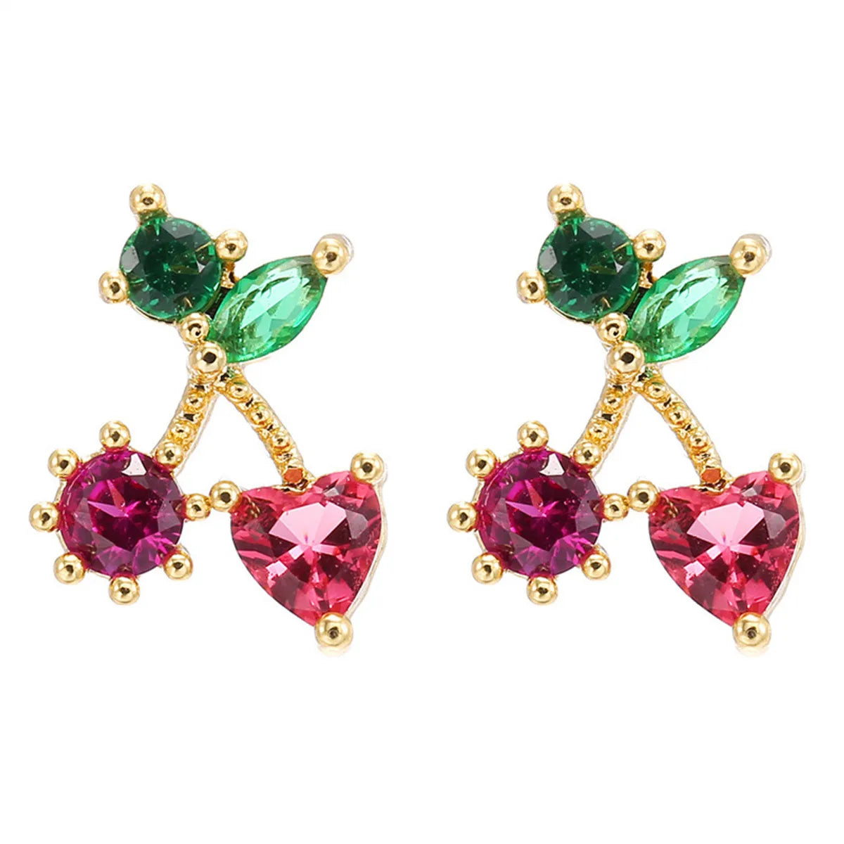 Fruit Vegetable Stud 18k Real Gold Color Zirconium Copper Earrings