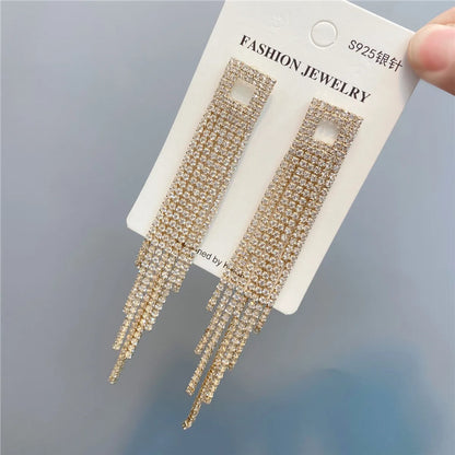 Full Diamond Tassel Earrings