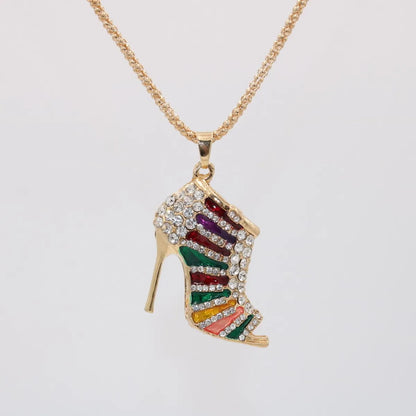 Full Rhinestone High Heels Shape Style Sweater Chain