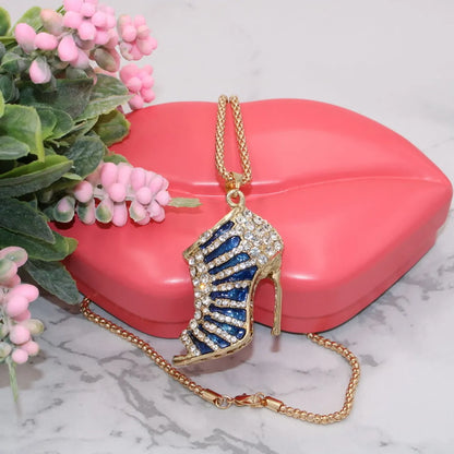 Full Rhinestone High Heels Shape Style Sweater Chain