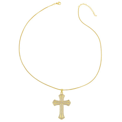 Full Zircon Cross Pendant Hipster Necklace