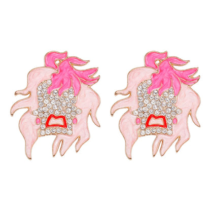 1 Pair Funny Cartoon Character Inlay Alloy Rhinestones Ear Studs