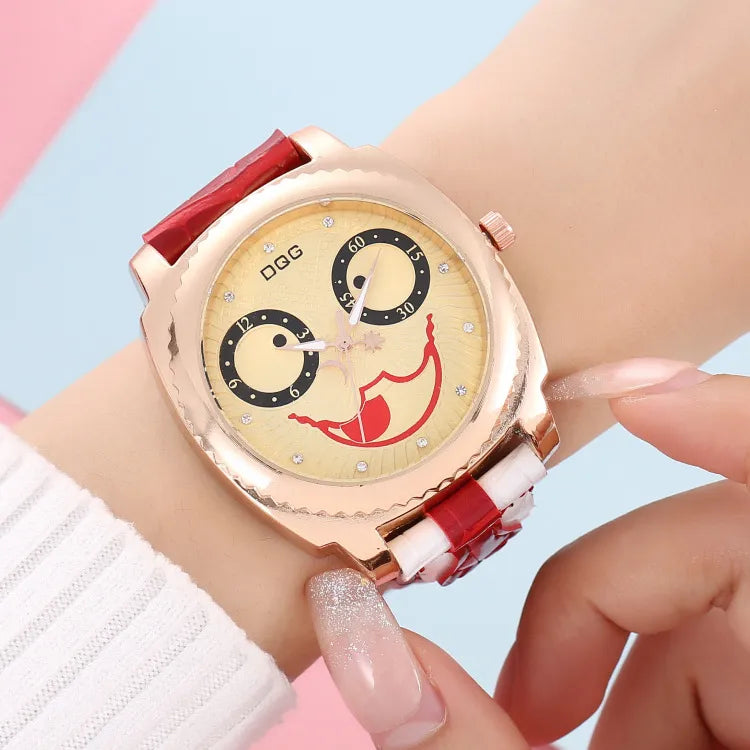 Funny  Face Buckle Quartz Women'S Watches