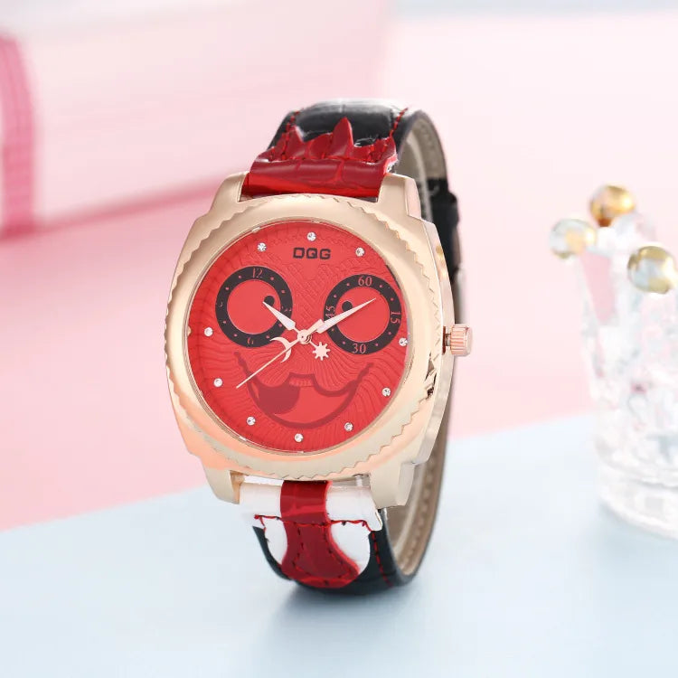 Funny  Face Buckle Quartz Women'S Watches