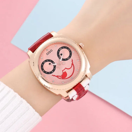 Funny  Face Buckle Quartz Women'S Watches