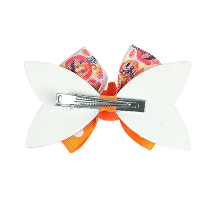 Kid'S Funny Halloween Pattern Pumpkin Bat Ribbon Sequins Bowknot Hair Clip