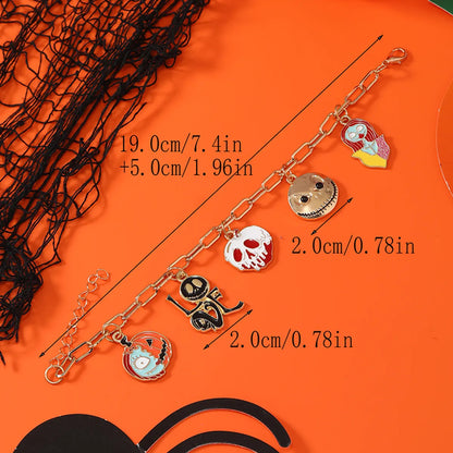 Funny Halloween Pattern Skull Alloy Plating Inlay Zircon Gold Plated Silver Plated Halloween Unisex Bracelets