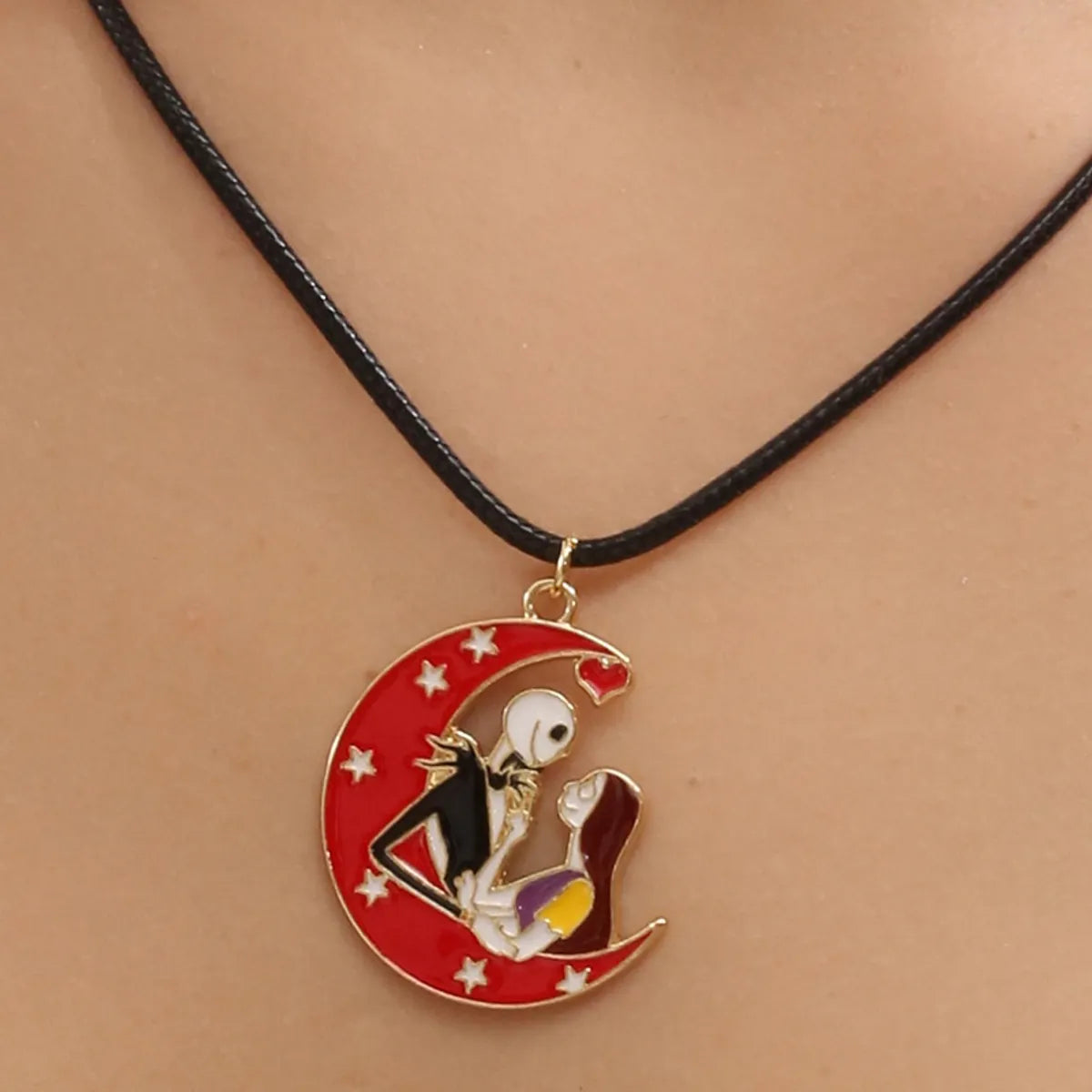 Funny Human Alloy Enamel Halloween Unisex Earrings Necklace Jewelry Set