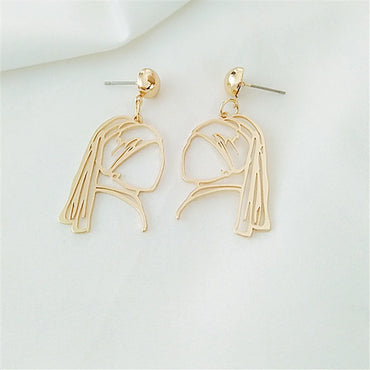 Funny Human Face Titanium Steel Plating Drop Earrings 1 Pair