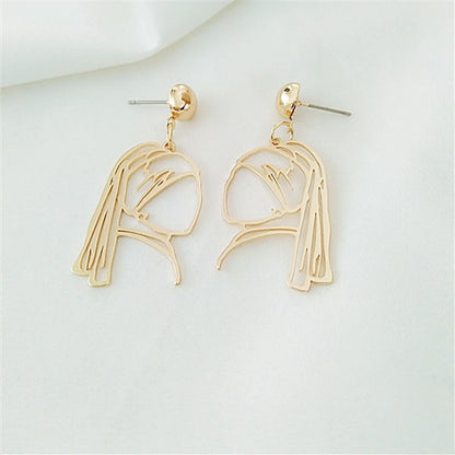 Funny Human Face Titanium Steel Plating Drop Earrings 1 Pair