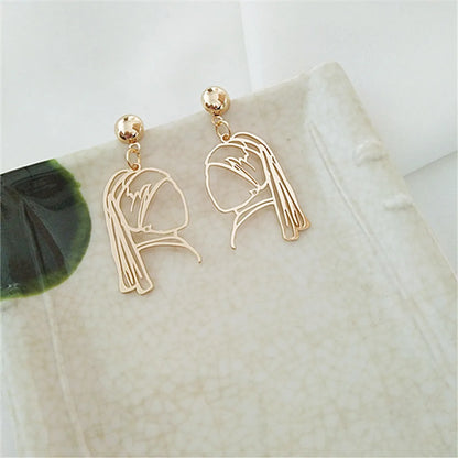 Funny Human Face Titanium Steel Plating Drop Earrings 1 Pair