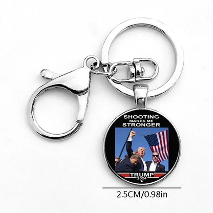 Funny Novelty Donald Trump Letter Alloy Glass Inlay Glass Silver Plated Bag Pendant Keychain