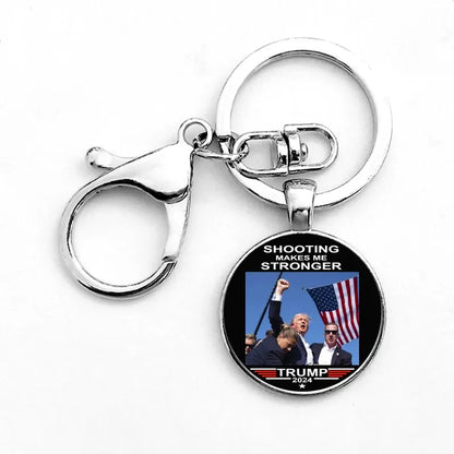 Funny Novelty Donald Trump Letter Alloy Glass Inlay Glass Silver Plated Bag Pendant Keychain