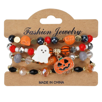 Funny Novelty Pumpkin Spider Bat Artificial Crystal Soft Clay Zinc Alloy Wholesale Bracelets