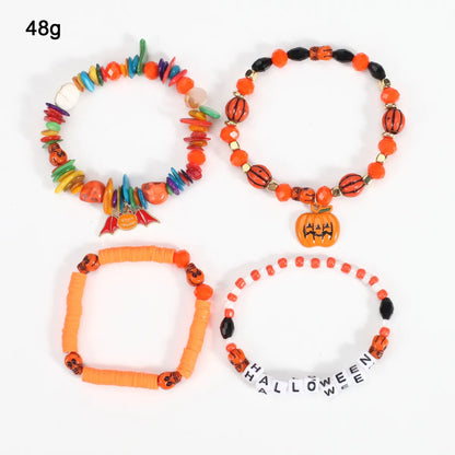 Funny Novelty Pumpkin Spider Bat Artificial Crystal Soft Clay Zinc Alloy Wholesale Bracelets