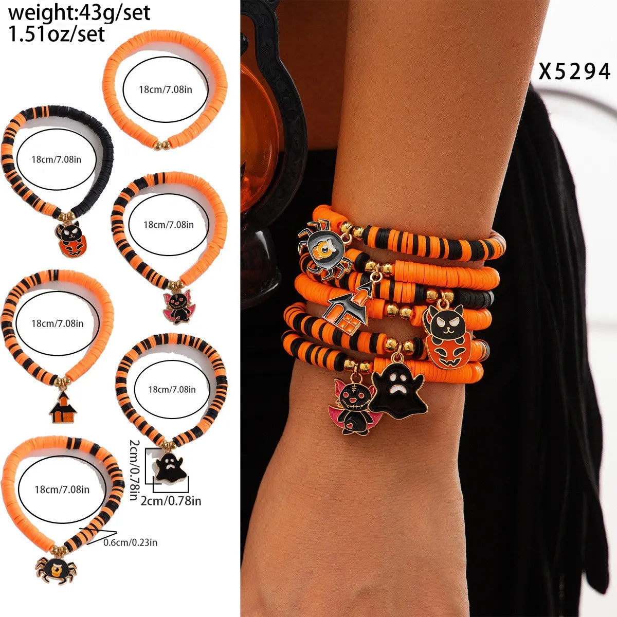 Funny Pumpkin Bat Ghost CCB Arylic Alloy Wholesale Bracelets