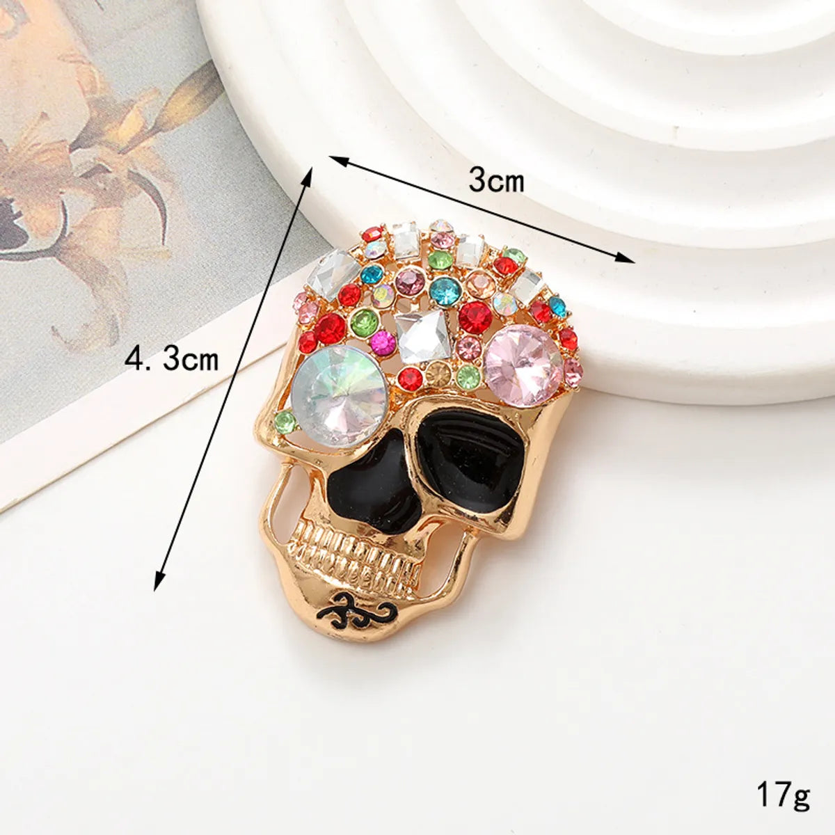 Funny Pumpkin Skull Alloy Plating Inlay Rhinestones Halloween Jewelry Accessories