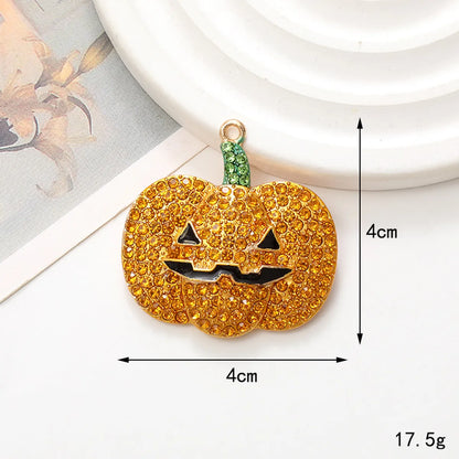 Funny Pumpkin Skull Alloy Plating Inlay Rhinestones Halloween Jewelry Accessories