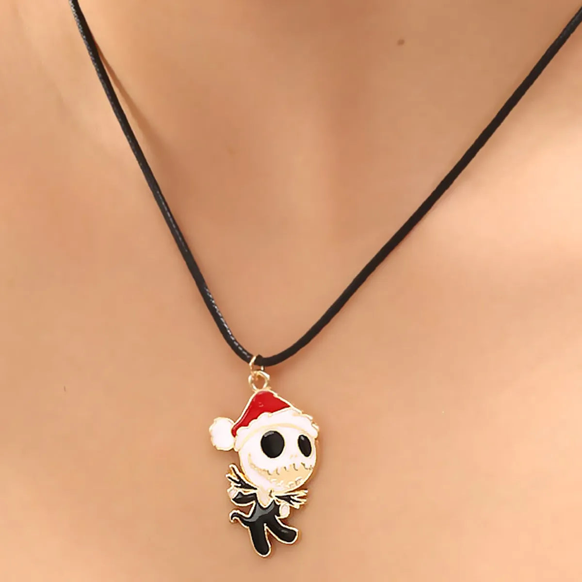 Funny Skull Alloy Enamel Halloween Unisex Earrings Necklace Jewelry Set