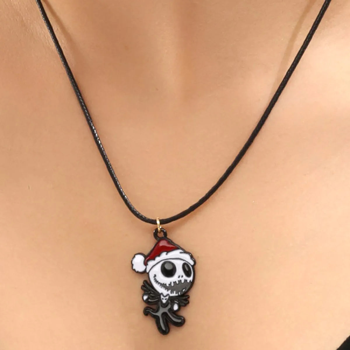 Funny Skull Alloy Enamel Halloween Unisex Earrings Necklace Jewelry Set