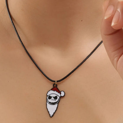 Funny Skull Alloy Enamel Halloween Unisex Earrings Necklace Jewelry Set