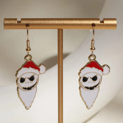 Funny Skull Alloy Enamel Halloween Unisex Earrings Necklace Jewelry Set