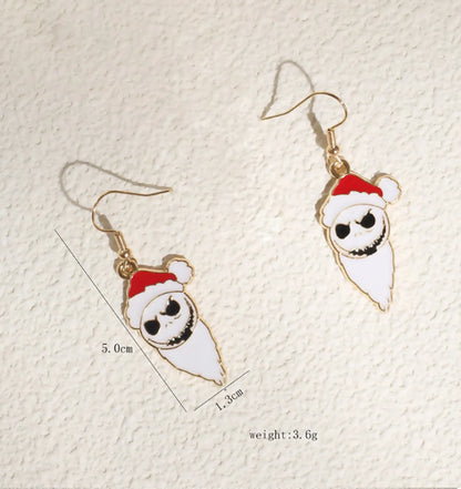 Funny Skull Alloy Enamel Halloween Unisex Earrings Necklace Jewelry Set