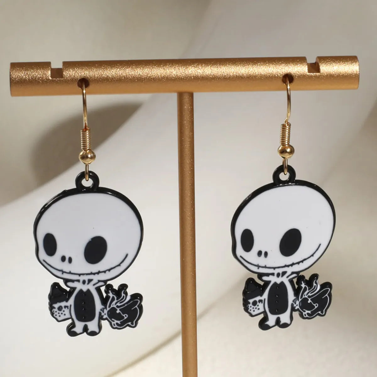 Funny Skull Alloy Halloween Unisex Earrings Necklace Jewelry Set