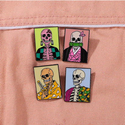 Funny Skull Alloy Unisex Brooches