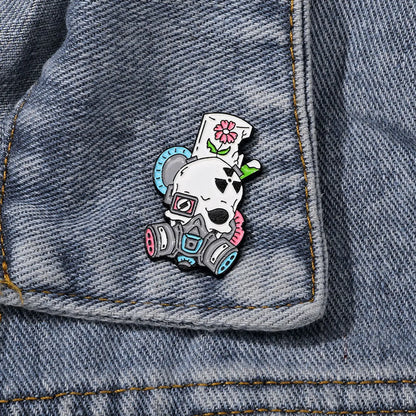 Funny Skull Alloy Unisex Brooches