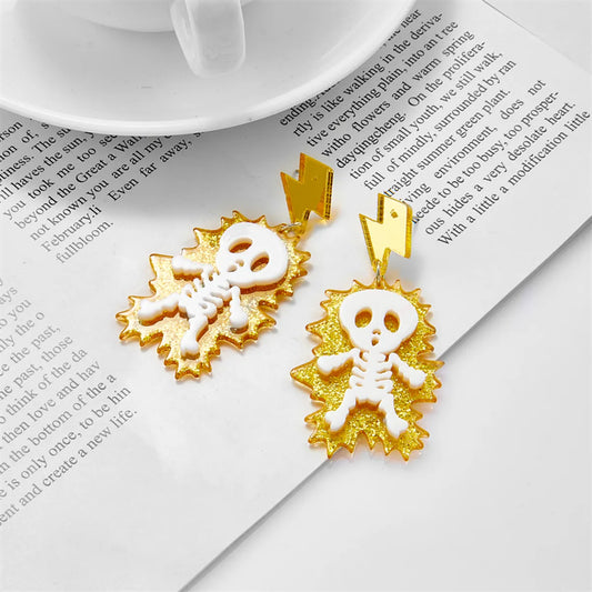 Funny Skull Arylic Women's Dangling Earrings 1 Pair